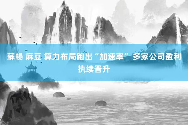蘇暢 麻豆 算力布局跑出“加速率” 多家公司盈利执续晋升