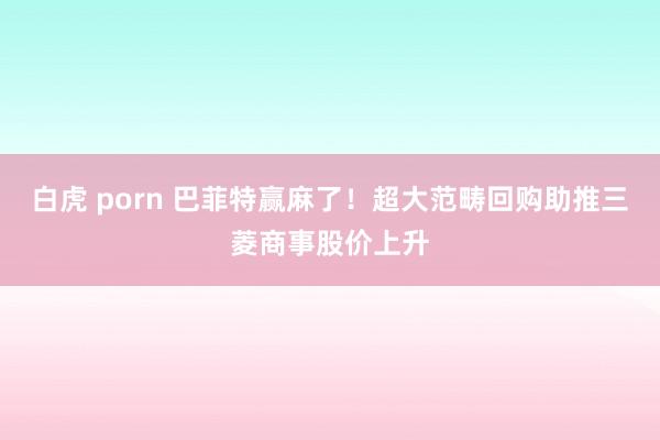 白虎 porn 巴菲特赢麻了！超大范畴回购助推三菱商事股价上升