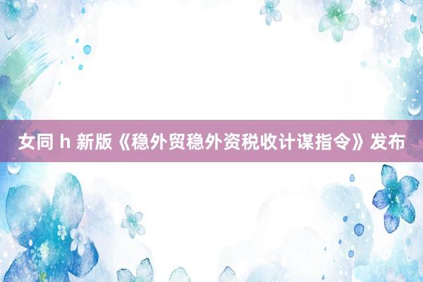 女同 h 新版《稳外贸稳外资税收计谋指令》发布