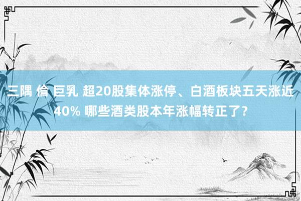 三隅 倫 巨乳 超20股集体涨停、白酒板块五天涨近40% 哪些酒类股本年涨幅转正了？