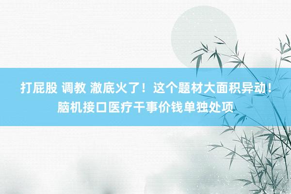 打屁股 调教 澈底火了！这个题材大面积异动！脑机接口医疗干事价钱单独处项