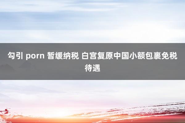 勾引 porn 暂缓纳税 白宫复原中国小额包裹免税待遇