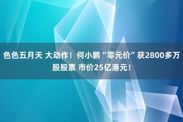 色色五月天 大动作！何小鹏“零元价”获2800多万股股票 市价25亿港元！