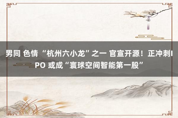 男同 色情 “杭州六小龙”之一 官宣开源！正冲刺IPO 或成“寰球空间智能第一股”
